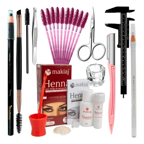 Kit Design De Sobrancelha Completo Henna Makiaj Iniciante
