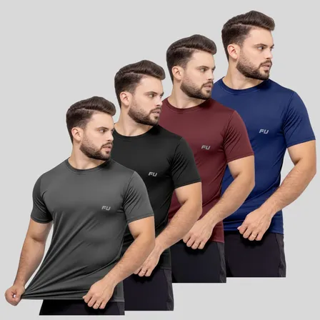 Camisa Time Fit Kit Com 4 Academia Treino Corrida Top