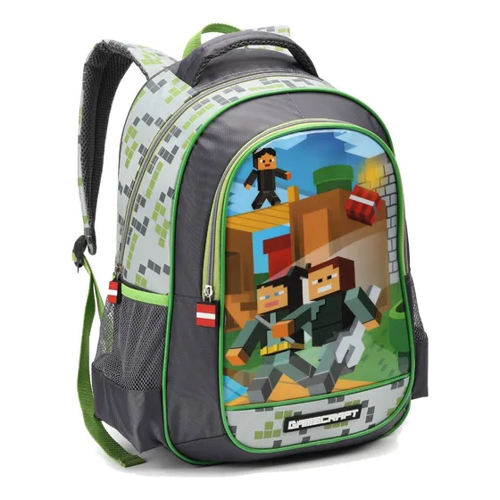 Mochila Costas Mini Infantil Masculina Game Tnt Aventureiros Cor Verde