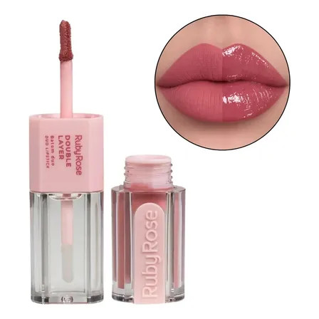 Batom Duo Matte E Gloss Longa Duração Double Layer Ruby Rose Dl40