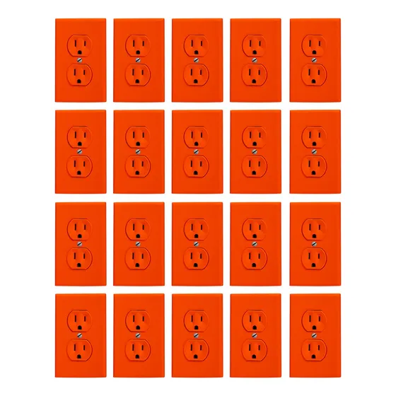 20 Contactos Dúplex Naranja Tierra Aislada 125v 15a Mayoreo