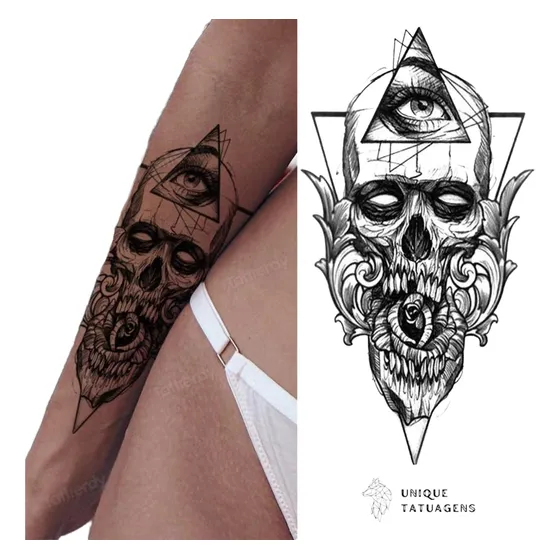 Tatuagem Falsa Temporaria - Caveira Com Olho Da Providência