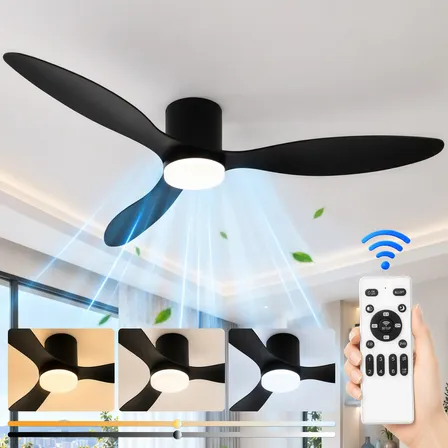 Ventilador De Teto 42'' Silencioso Com Lâmpada Controle 3pás
