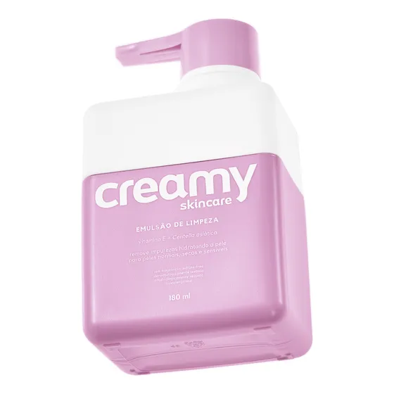Creamy Skincare Emulsão De Limpeza 180ml | Sem Fragrância, Previne Ressecamento, Limpa Sem Agredir, Hidrata A Pele | Peles Secas E/ou Normais, Inclusive As Mais Sensíveis