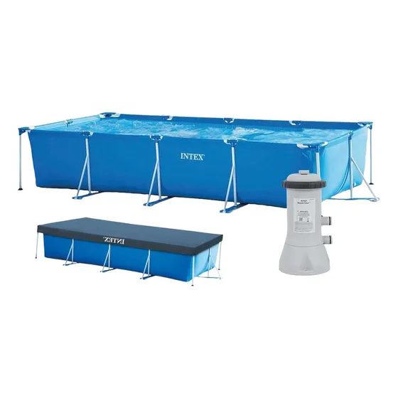 Piscina Retangular De Armação 7127l 450cm Filtro Capa Intex Cor 110v