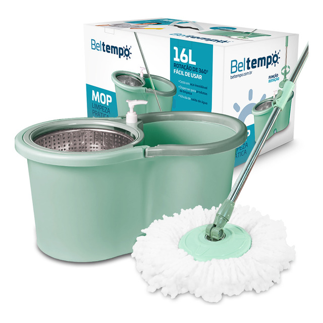 Mop Giratório Limpeza Esfregão 360º Balde 16 Litros Cesto Aço Inox Com Refil Rodas E Alça ... Mop Giratório Limpeza Esfregão 360º Balde 16 Litros Cesto Aço Inox Com Refil Rodas E Alça ...