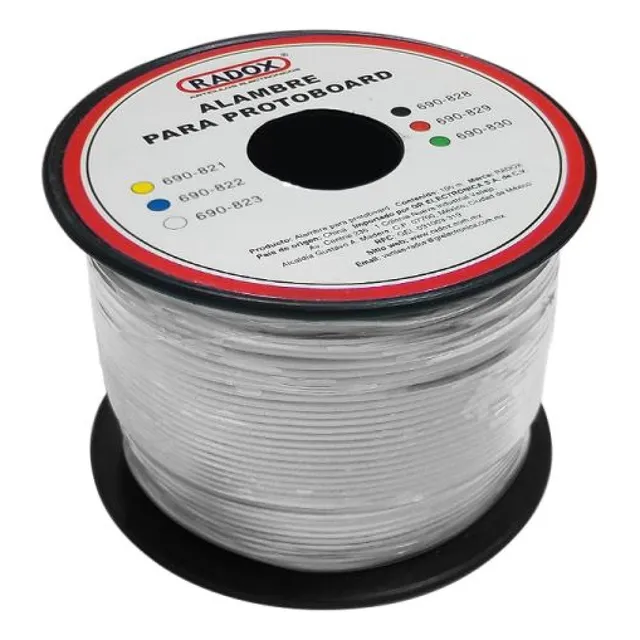 Protoboard Radox Rollo 100m Alambre Estañado Blanco