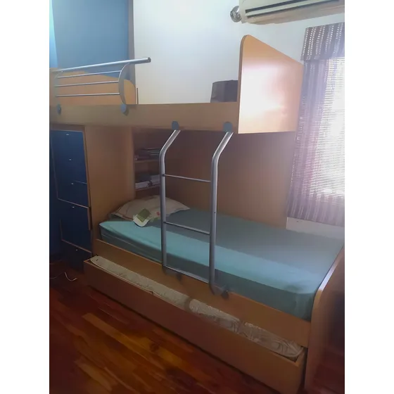 Combo Litera 3 Camas + Colchones + Gavetas Centro Mueble