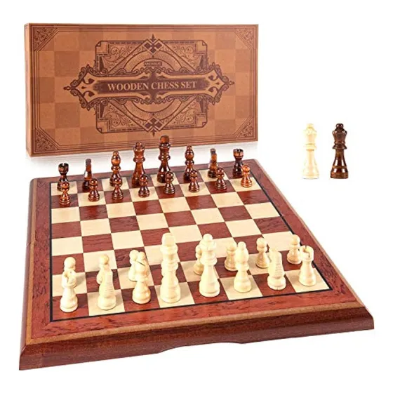 Amerous Juego De Ajedrez Magnético De Madera De 15