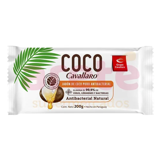 Jabón En Barra Coco Antibacterial Cavallaro 200 Grs.