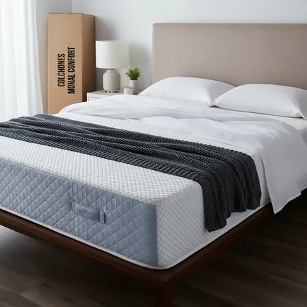 Colchon Matrimonial Monal Confort Super Body Moulding Con Memory 30 Cm Azul Claro