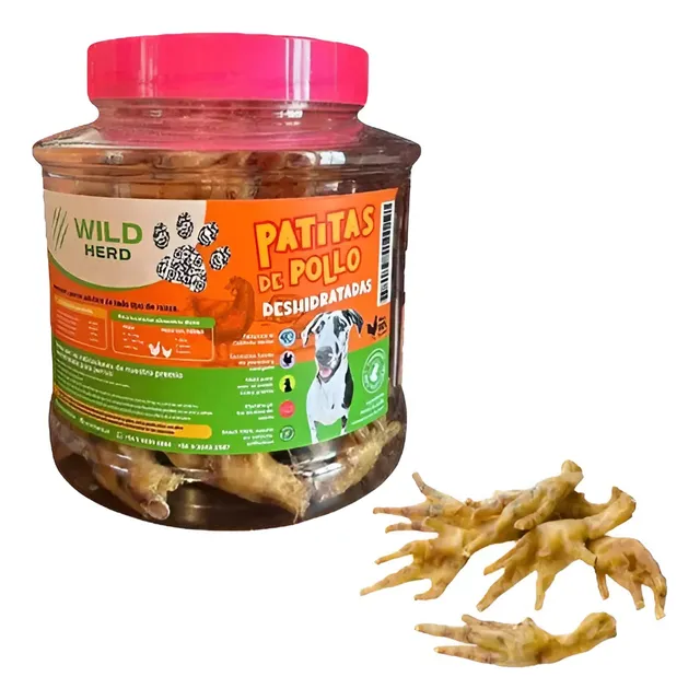 Wild Herd Patas De Pollo Deshidratadas Tarro 55 Unidades