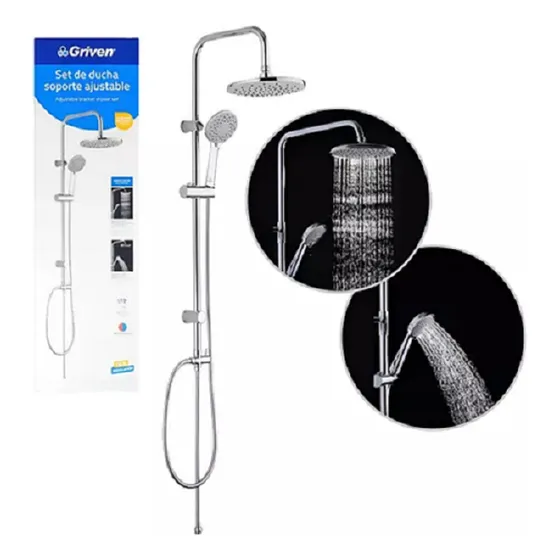 Set De Ducha Redonda Con Columna Acero Inoxidable