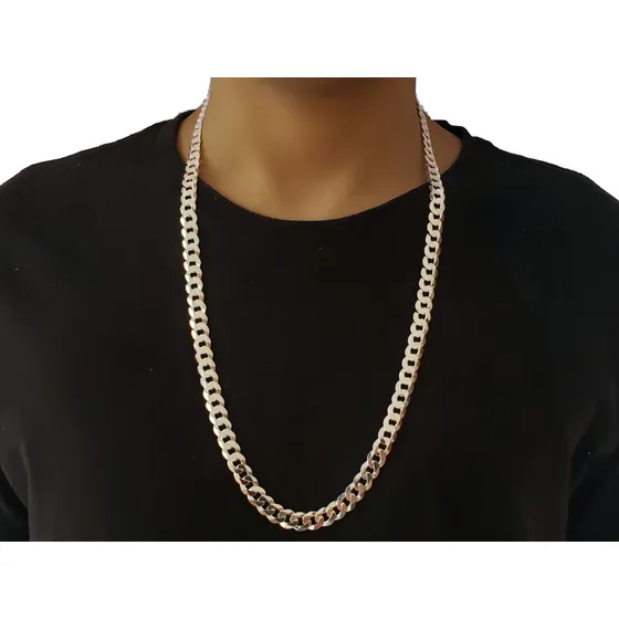 Cordão Corrente Masculina Prata 925 Escama Grumet 1x1 Cor Prateado