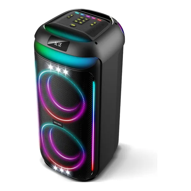 Parlante Torre Bt Decibel Partylights 100w Ipx4 Led, Fm, Cr Color Negro