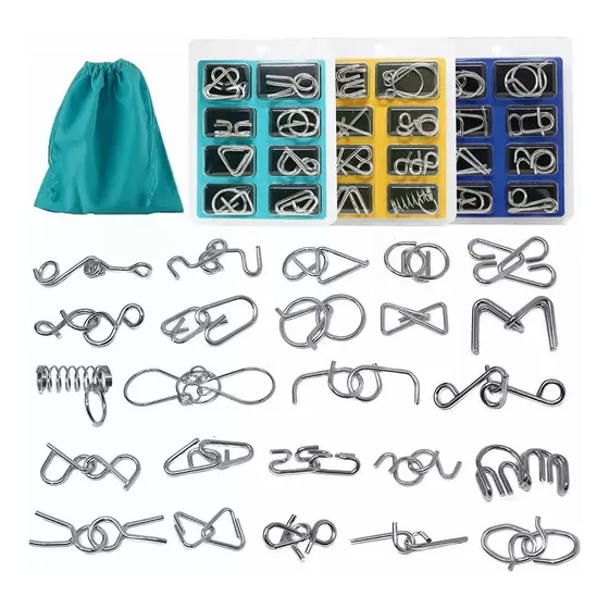 Juego De 24 Piezas Ingenio Rompecabezas Puzzle Metal Juguete