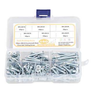 Tornillos Autoperforantes Para Madera, 160 Piezas, Acero Al Tornillos Autoperforantes Para Madera, 160 Piezas, Acero Al