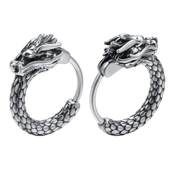 Aros Punk Hombre Mujer Dragon Titanio Earing
