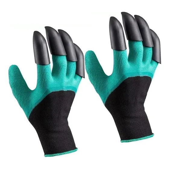 Guantes De Jardinería C/ Garras 1 Par Indoor Outdoor Jardín Color Verde Agua Diseño De La Tela Lisa Talle Unico