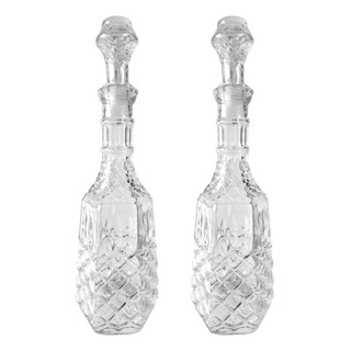 Set 2 Licoreras De Vidrio Cristal Botella Diamante Alta 1 L Set 2 Licoreras De Vidrio Cristal Botella Diamante Alta 1 L