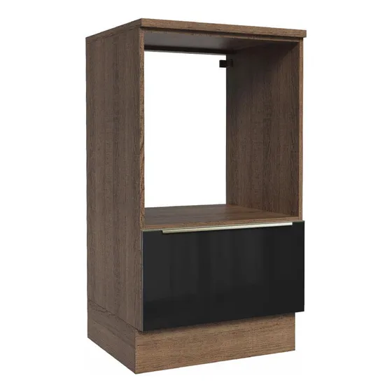 Mueble Para Horno Y Microondas Madesa Lux Con Encimera Mn Color Rustic/Negro