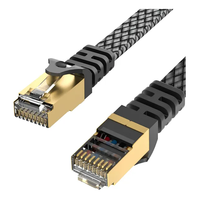 Cable Utp Ponchado Ethernet Cat 8 3m 40 Gbps Trenzado Plano