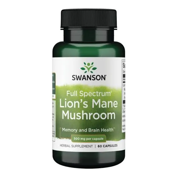 Hongo Melena De Leon Lion's Mane 500mg 60 Cápsulas Swanson