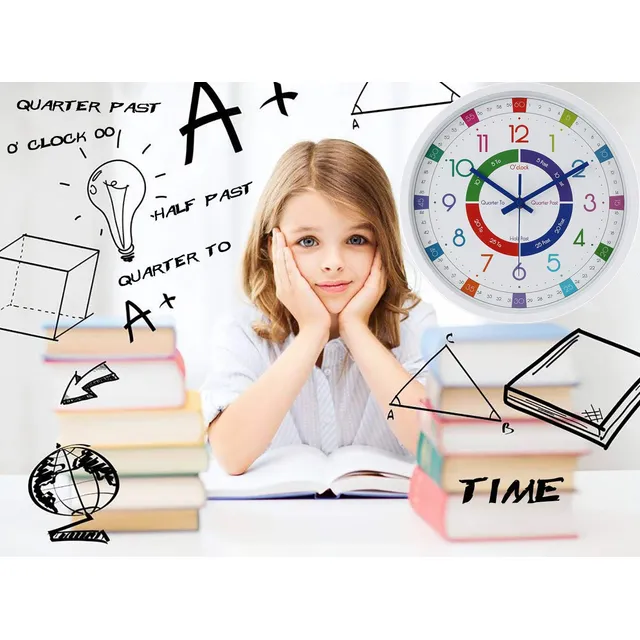 Reloj Pared Educativo 12  Para Niño Silencioso Pinchazo Aula