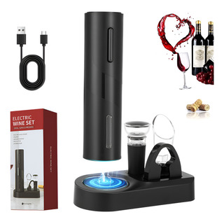 Sacacorchos De Vino Eléctrico Recargable Usb 4 En 1 Con Base Sacacorchos De Vino Eléctrico Recargable Usb 4 En 1 Con Base
