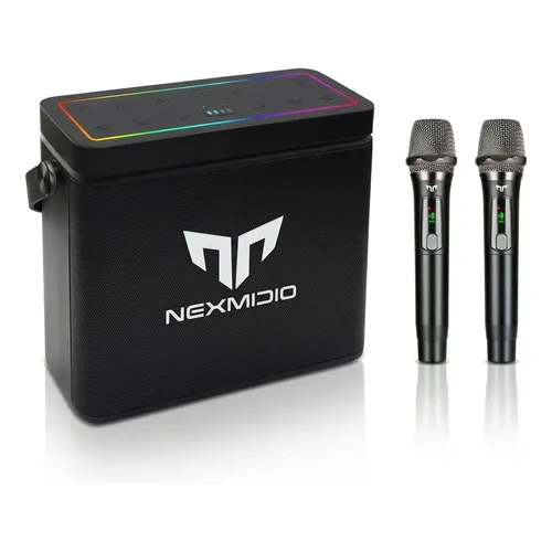 Caixa De Som Karaokê Nexmidio Md-t01 120w Rgb 2 Microfones