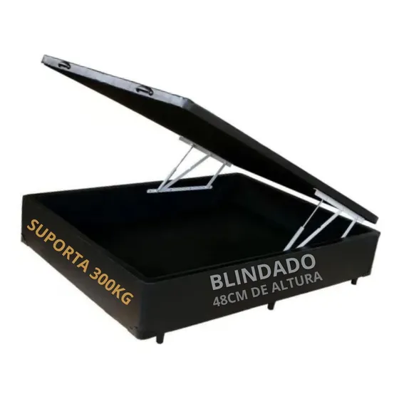  Cama Baú Casal Com 30cm De Prof. Blindado Luxo