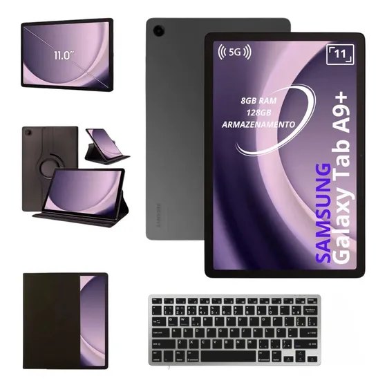 Tablet Samsung A9+ 5g 128gb 8gb C/ Teclado Bt E Capa Grafite
