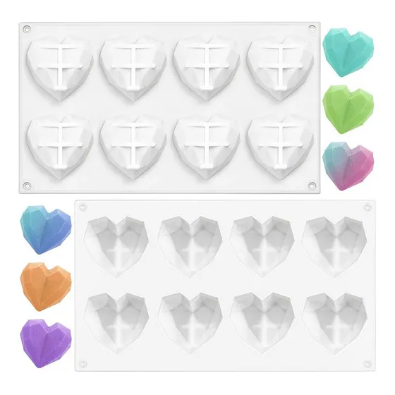 Molde Silicón Mini Corazón 3d Diamante Chocolate Glob