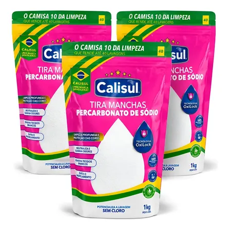 Percarbonato De Sódio Tira Mancha 100% Poder O2 Calisul 3 Kg N/d