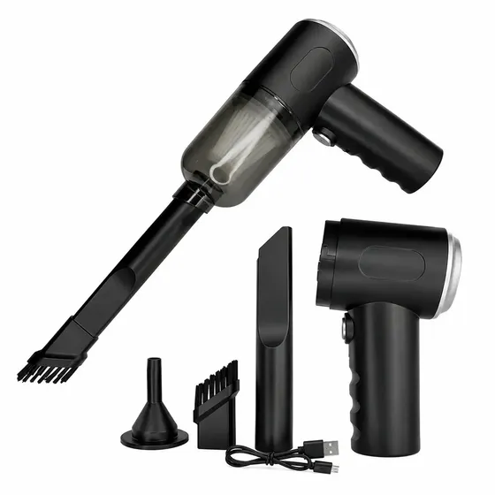 Mini Aspirador de Pó Portátil Sem Fio 3 em 1 Recarregável USB Aspirador e Soprador Potente 6000Pa Automotivo de Mão para Carro Casa Escritório Teclado Sofá Notebook com Filtro Lavável