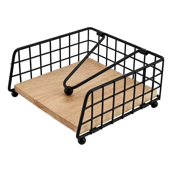 Servilletero De Madera + Metal Cocina Utensilios Servilleta