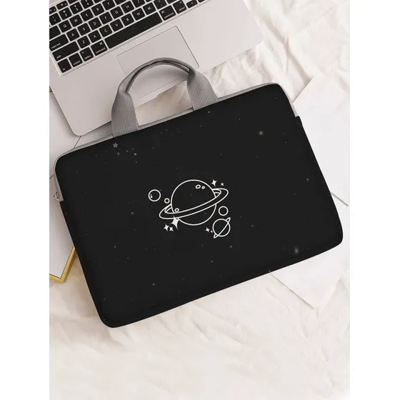 Funda Para Laptop 15 Pulgadas Negra Con Diseño De Planeta