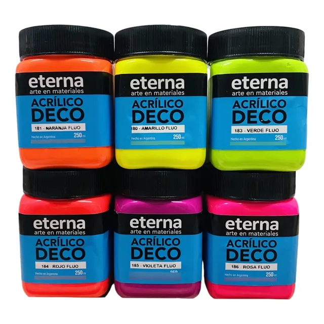 Set Arte Acrilico Fluor Eterna 6 U. X 250 Ml