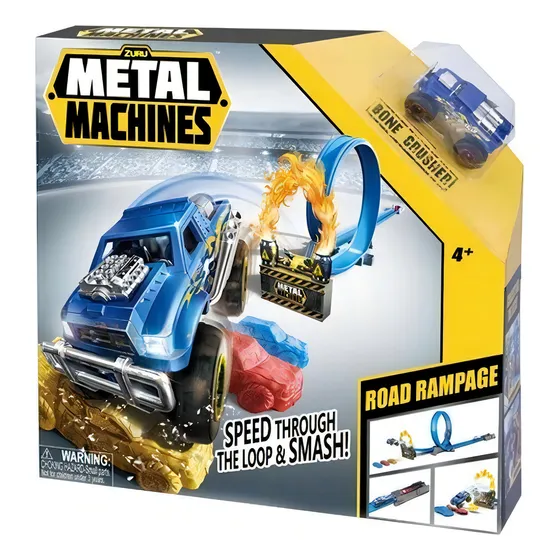 Zuru Metal Machines Pista Con Auto y Lanzador Acrobacias De Fuego Road Rampage Building