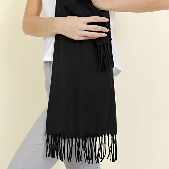 Bufandon Importado Estilo Cashmere Negro. Mummaaccesorios Negro Liso Unico