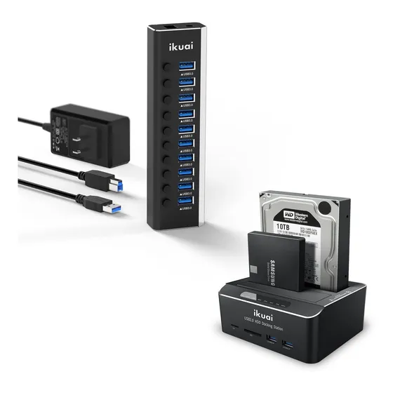 Ikuai Sata Usb 3.0 Doble Bahia Para Disco Duro 10 Puerto