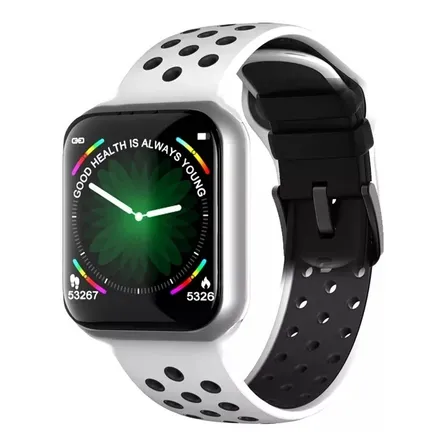 Reloj Inteligente Color Plateado, Correa Blanca De Silicona