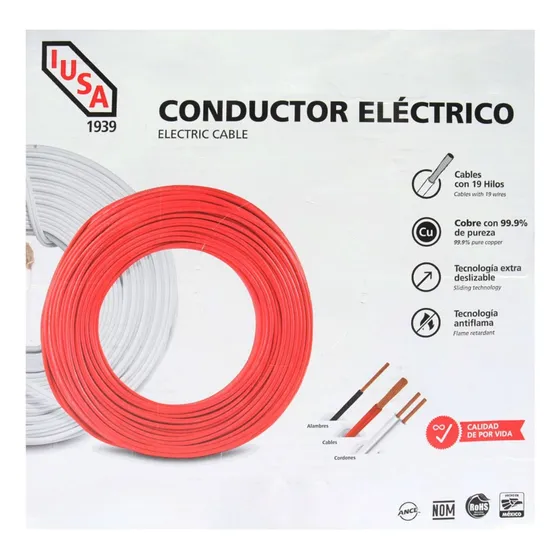 Cable Cobre Thw Calibre #8 Rollo 10 M Iusa Blanco