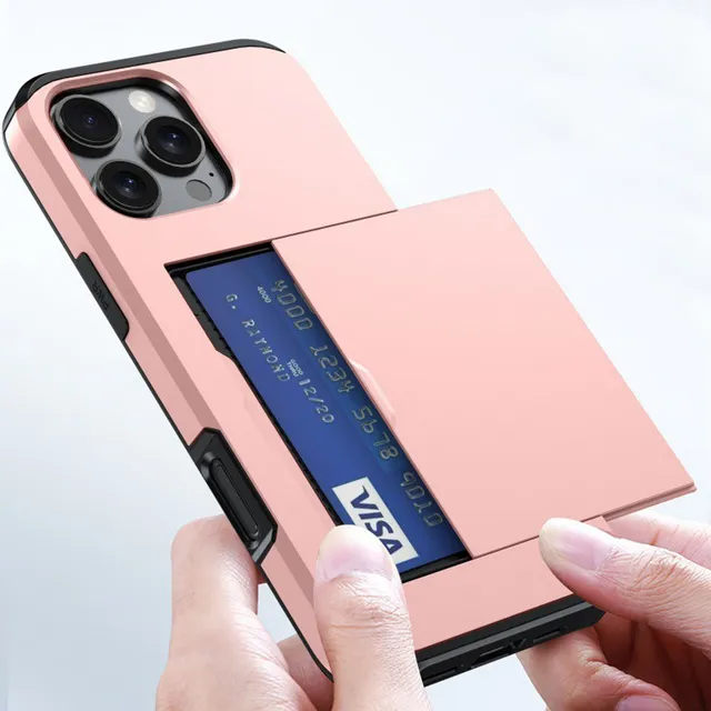 Funda De Teléfono Slide Wallet Con Ranura Para Tarjetas, Armadura Duradera, A Prueba De Golpes, Para iPhone 16, Promax, 15, 14, 13, 12, Serie, Regalos
