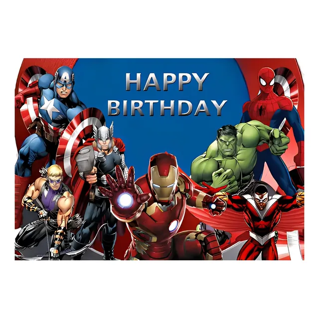 Telon Fondo Fiesta Cumpleaños 1.5x0.91m Marvel Iron Man Hulk