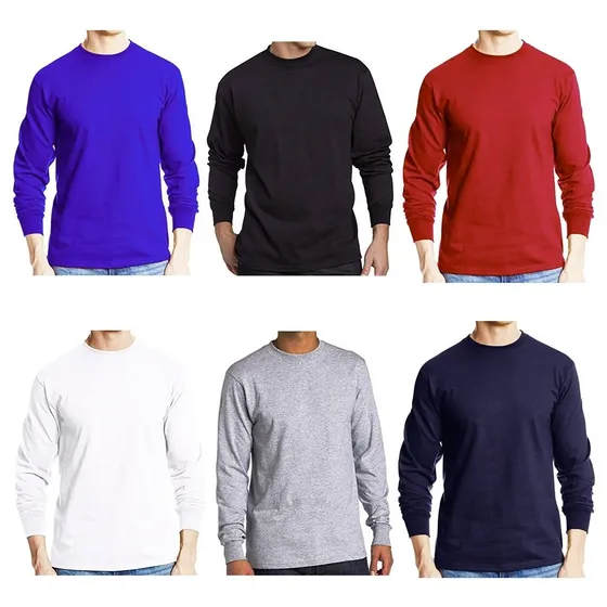 Camibuzos Manga Larga 100% Algodón Cuello Redondo 6 Colores