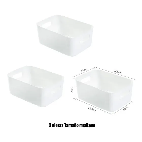 Set 3 Caja organizador Plástica Blanco 3 Size 