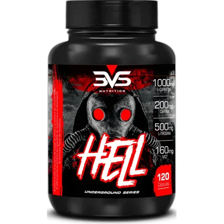 Hell Termogênico 120 Cápsulas - A Combinação Perfeita De 7 Ingredientes Com Cafeína, L-carnitina, L-tirosina, Tcm, Picolinato De Cromo E Vitaminas Sem Sabor