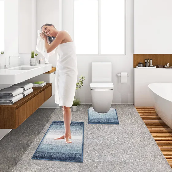 Sunhop Alfombra Baño 2 Pieza Microfibra Antideslizante Suave