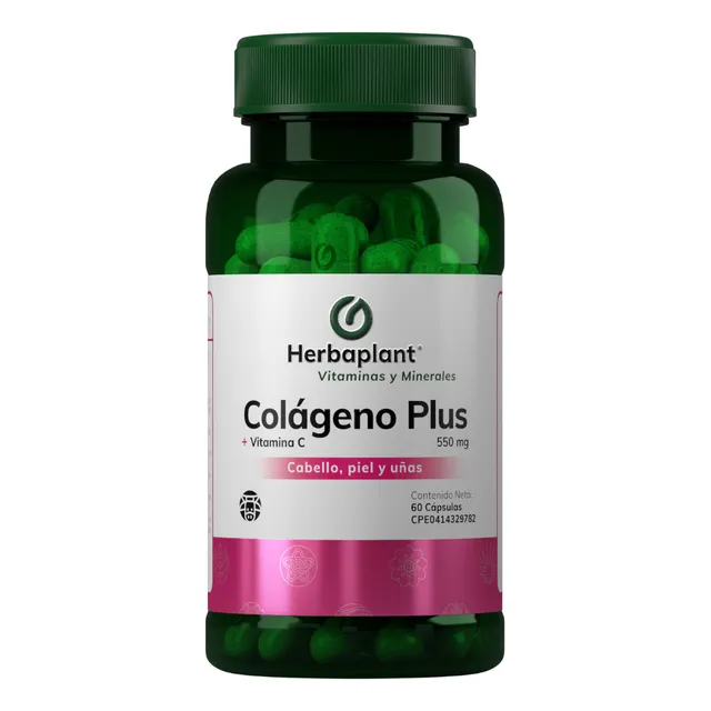 Colágeno Plus 550mg Piel Uñas Cabello Ligamentos Herbaplant